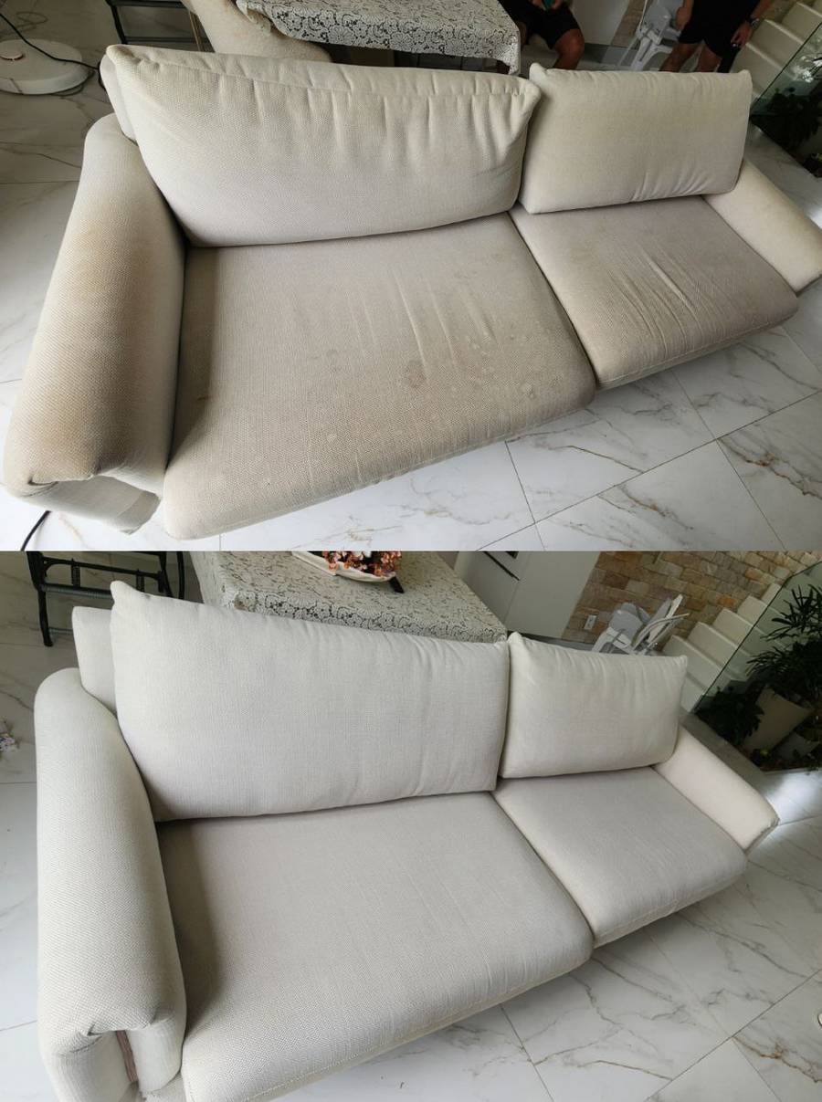 Higienização de sofá em Aracaju antes e depois